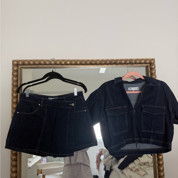 Zara Other - Zara Dark Denim Jacket and Skirt Set